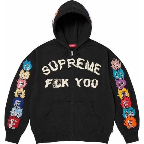Supreme Fuck You Zip Up Hooded Sweatshirt - Black