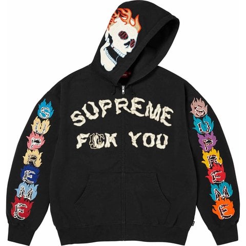 Supreme Fuck You Zip Up Hooded Sweatshirt - Black