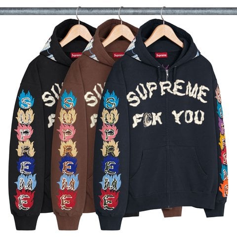 Supreme Fuck You Zip Up Hooded Sweatshirt - Group Shots