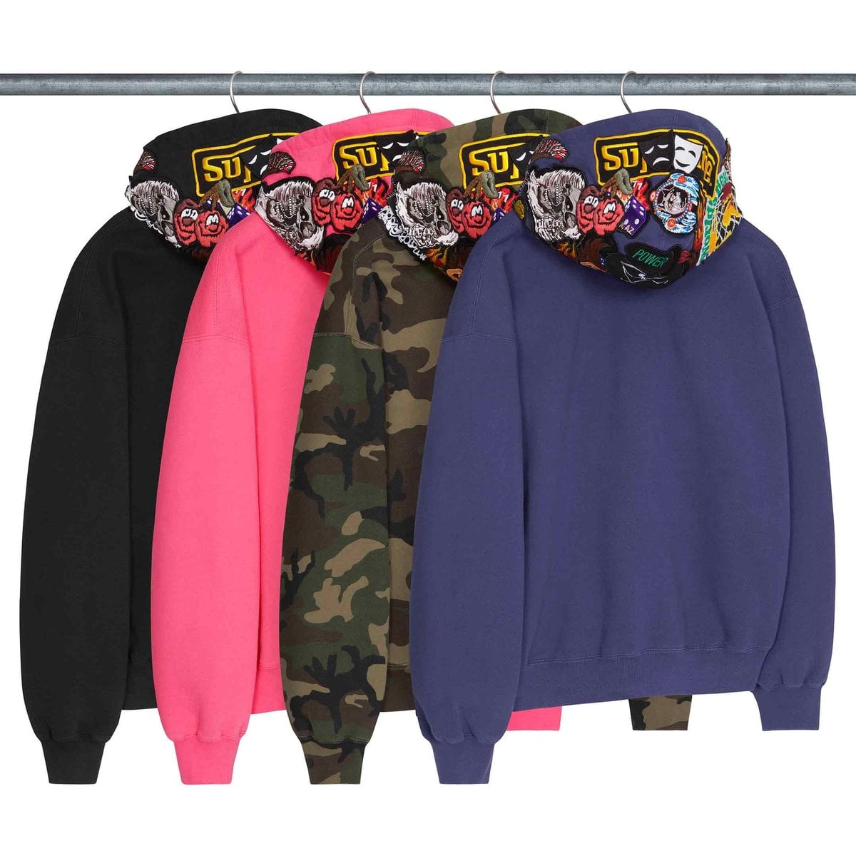 Patches Zip Up Hooded Sweatshirt