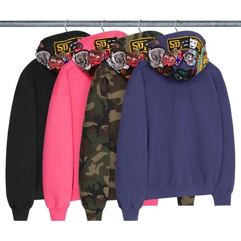 Supreme Patches Zip Up Hooded Sweatshirt