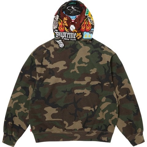 Supreme Patches Zip Up Hooded Sweatshirt - Woodland Camo