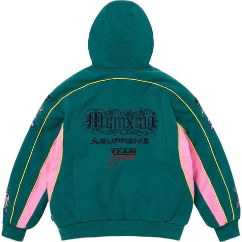 Supreme Racing Lined Zip Up Hooded Sweatshirt - Dark Teal
