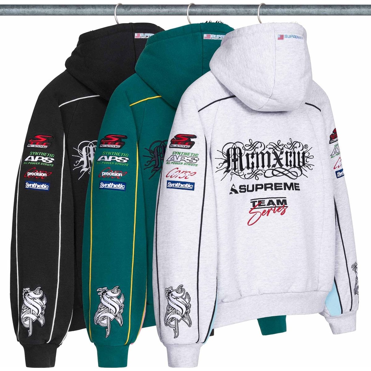 Racing Lined Zip Up Hooded Sweatshirt