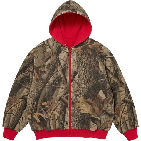 Supreme Reversible Work Zip Up Hooded Sweatshirt - Red