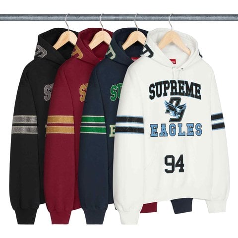 Supreme Rhinestone Eagle Hooded Sweatshirt - Group Shots