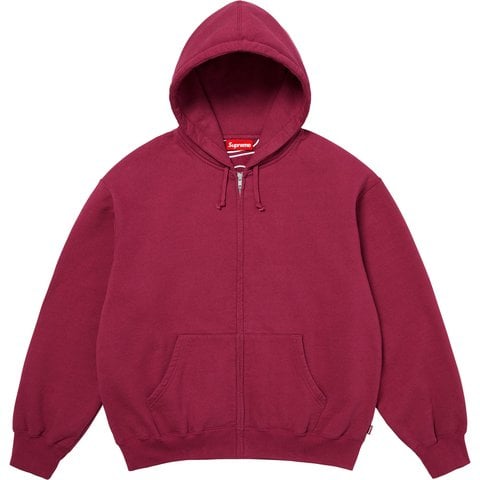 Supreme Satin Appliqué Zip Up Hooded Sweatshirt - Raspberry