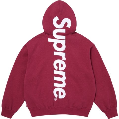Supreme Satin Appliqué Zip Up Hooded Sweatshirt - Raspberry