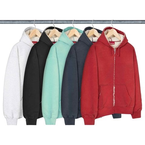 Supreme Shearling Lined Zip Up Hooded Sweatshirt - Group Shots