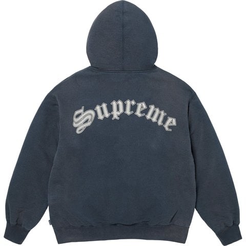 Supreme Shearling Lined Zip Up Hooded Sweatshirt - Navy
