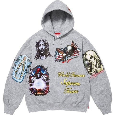 Supreme Stickers Hooded Sweatshirt - Heather Grey