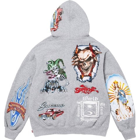 Supreme Stickers Hooded Sweatshirt - Heather Grey