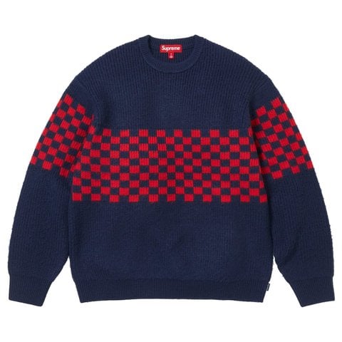 Supreme Checkerboard Pilled Sweater - Navy