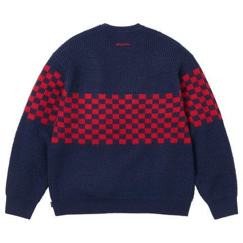 Supreme Checkerboard Pilled Sweater - Navy