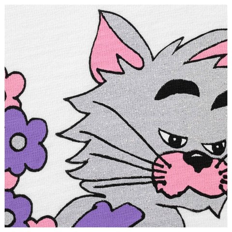 Supreme Glitter Cat S/S Top - White