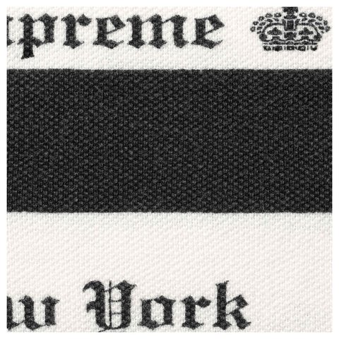 Supreme Old English Stripe L/S Polo - Black