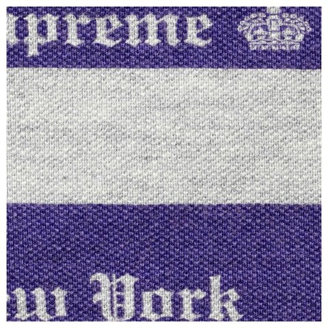 Supreme Old English Stripe L/S Polo - Heather Grey