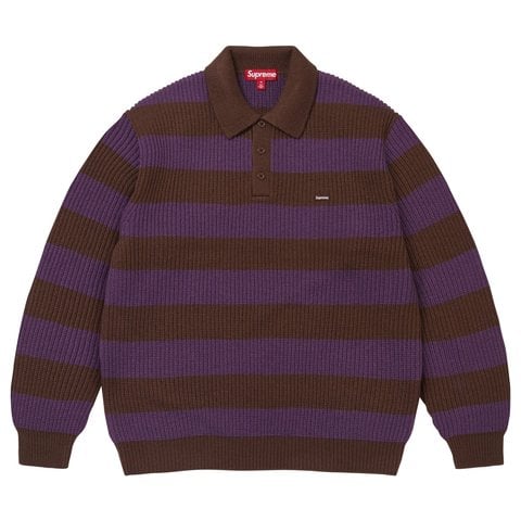 Supreme Small Box Sweater Polo - Brown Stripe