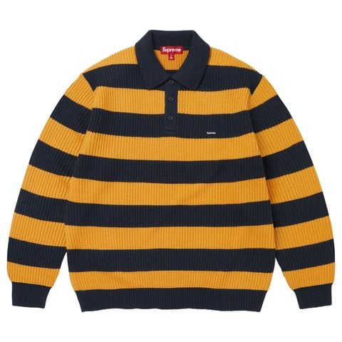 Supreme Small Box Sweater Polo - Navy Stripe