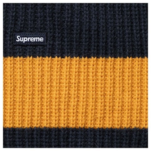 Supreme Small Box Sweater Polo - Navy Stripe