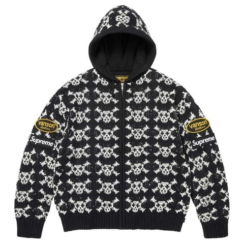 Supreme Supreme®/Vanson Leathers® Skull Zip Up Hooded Sweater - Black