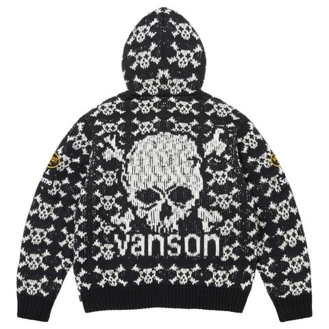 Supreme Supreme®/Vanson Leathers® Skull Zip Up Hooded Sweater - Black