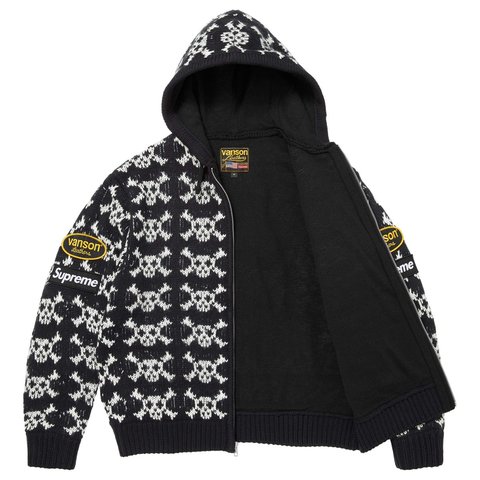 Supreme Supreme®/Vanson Leathers® Skull Zip Up Hooded Sweater - Black