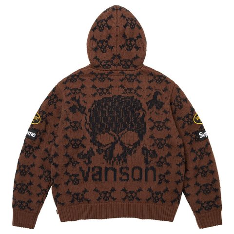 Supreme Supreme®/Vanson Leathers® Skull Zip Up Hooded Sweater - Brown