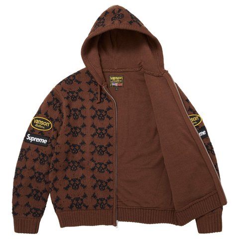 Supreme Supreme®/Vanson Leathers® Skull Zip Up Hooded Sweater - Brown