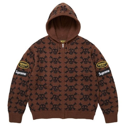 Supreme Supreme®/Vanson Leathers® Skull Zip Up Hooded Sweater - Brown