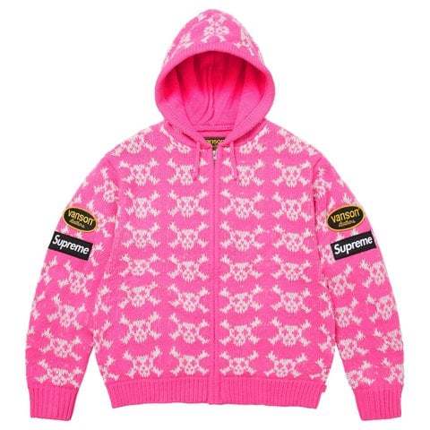 Supreme Supreme®/Vanson Leathers® Skull Zip Up Hooded Sweater - Pink
