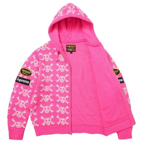 Supreme Supreme®/Vanson Leathers® Skull Zip Up Hooded Sweater - Pink