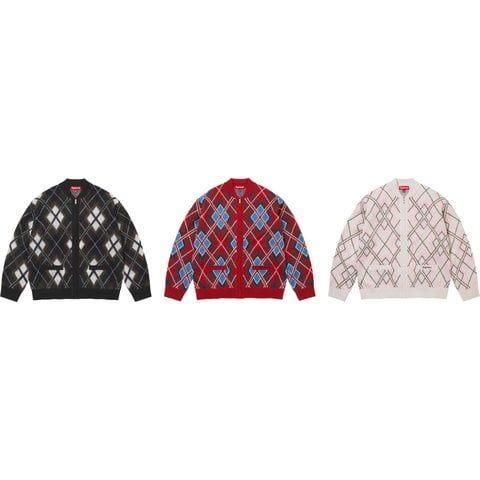 Supreme Brushed Argyle Zip Up Cardigan