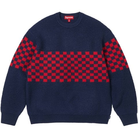Supreme Checkerboard Pilled Sweater - Navy