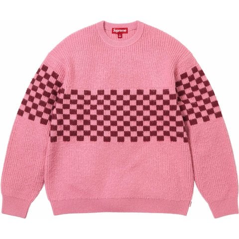 Supreme Checkerboard Pilled Sweater - Pink