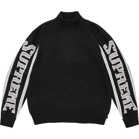 Supreme Jacquard Sleeve Half Zip Sweater - Black