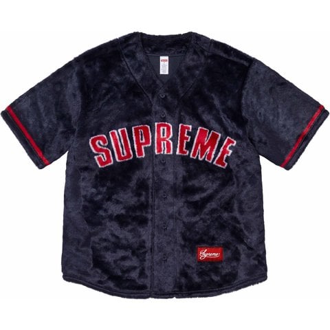 Supreme Faux Fur Baseball Jersey - Navy