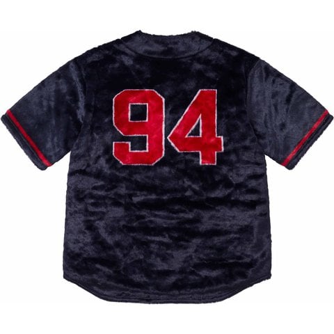 Supreme Faux Fur Baseball Jersey - Navy