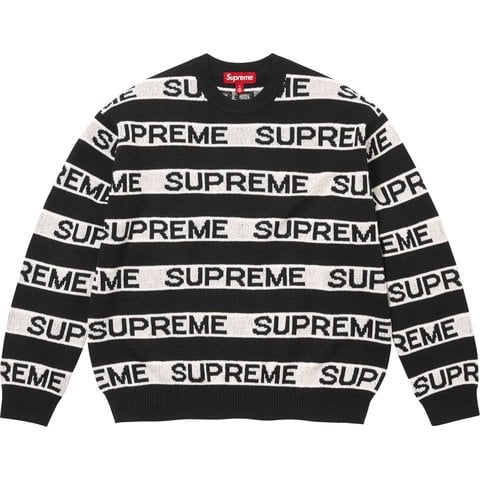 Supreme Stripe Logo Sweater - Black