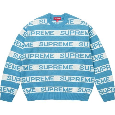 Supreme Stripe Logo Sweater - Blue