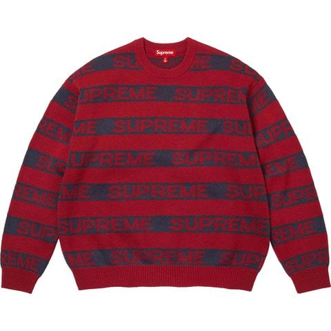 Supreme Stripe Logo Sweater - Red