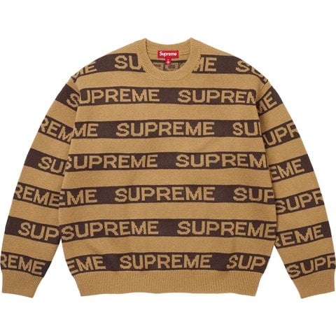 Supreme Stripe Logo Sweater - Tan