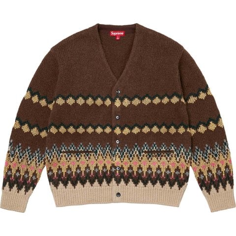 Supreme Metallic Fair Isle Cardigan - Brown