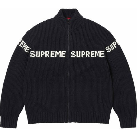 Supreme Ribbed Zip Up Sweater - Black