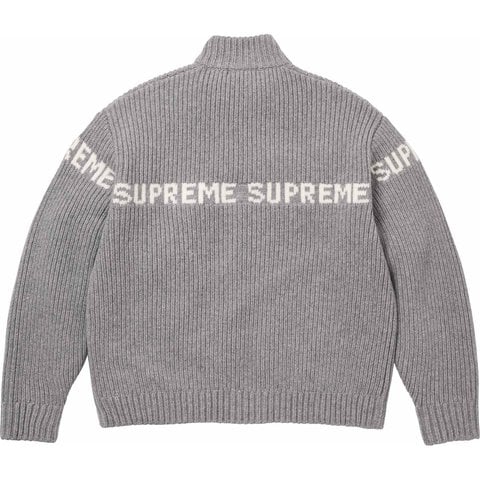 Supreme Ribbed Zip Up Sweater - Grey