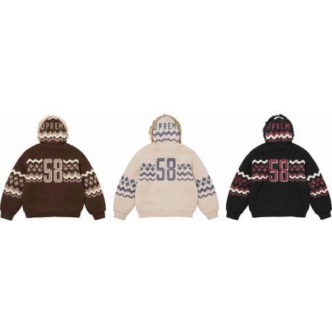 Supreme Sequin Lined Hooded Zip Up Sweater