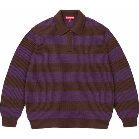 Supreme Small Box Sweater Polo - Brown Stripe
