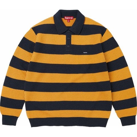 Supreme Small Box Sweater Polo - Navy Stripe