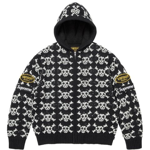 Supreme Supreme®/Vanson Leathers® Skull Zip Up Hooded Sweater - Black