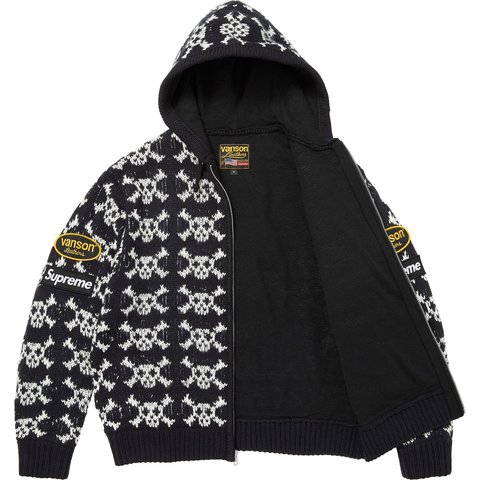Supreme Supreme®/Vanson Leathers® Skull Zip Up Hooded Sweater - Black
